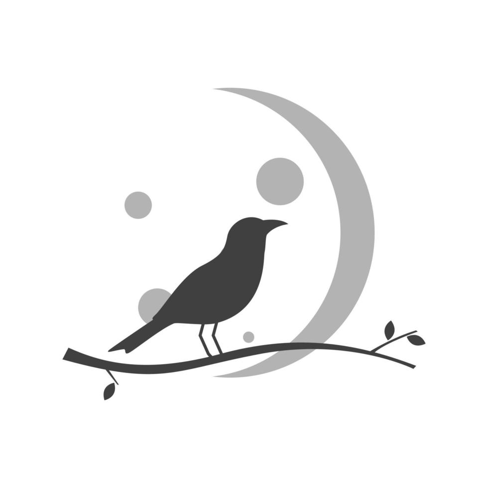 liten fågel med halvmåne logo design vektor grafisk symbol ikon tecken illustration kreativ idé