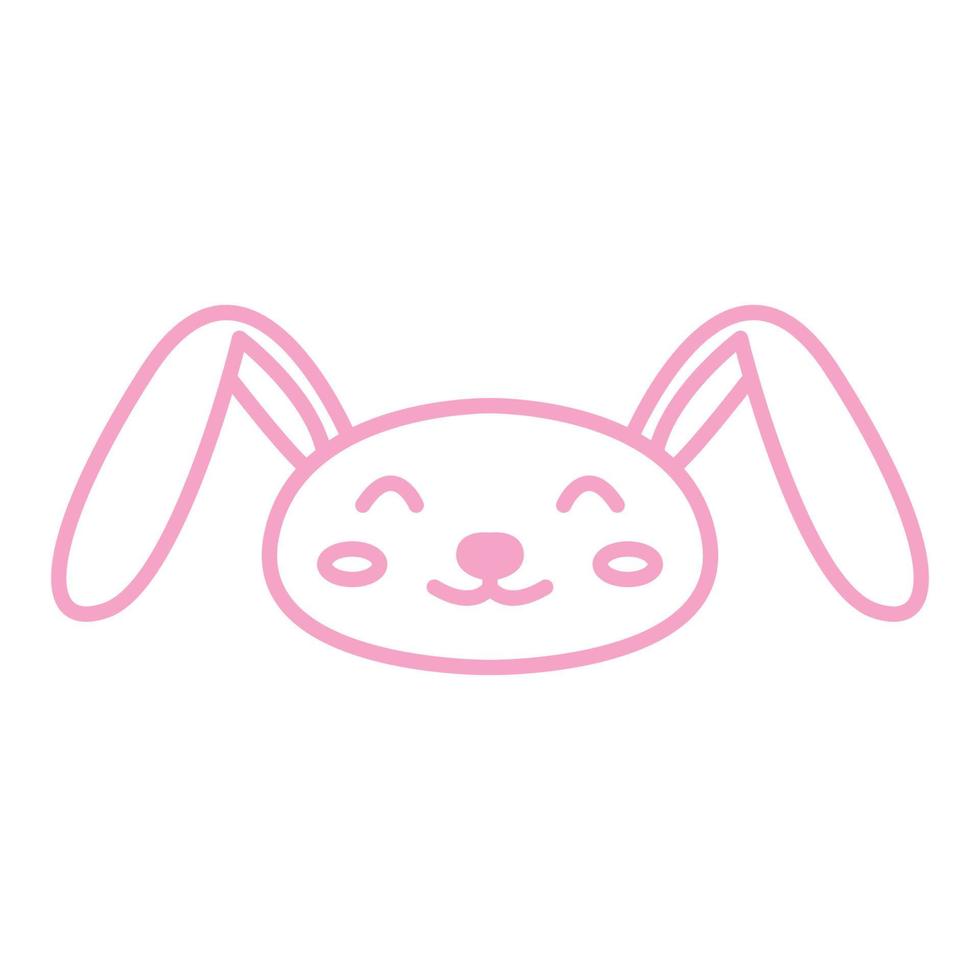 kanin eller kanin eller husdjur huvud ansikte leende linje söt tecknad logotyp vektorillustration vektor