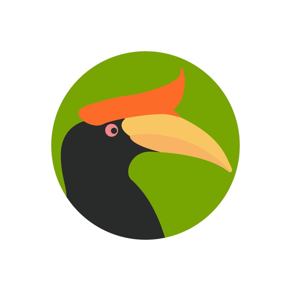 abstrakter vogel hornbill kopf buntes logo-design vektor