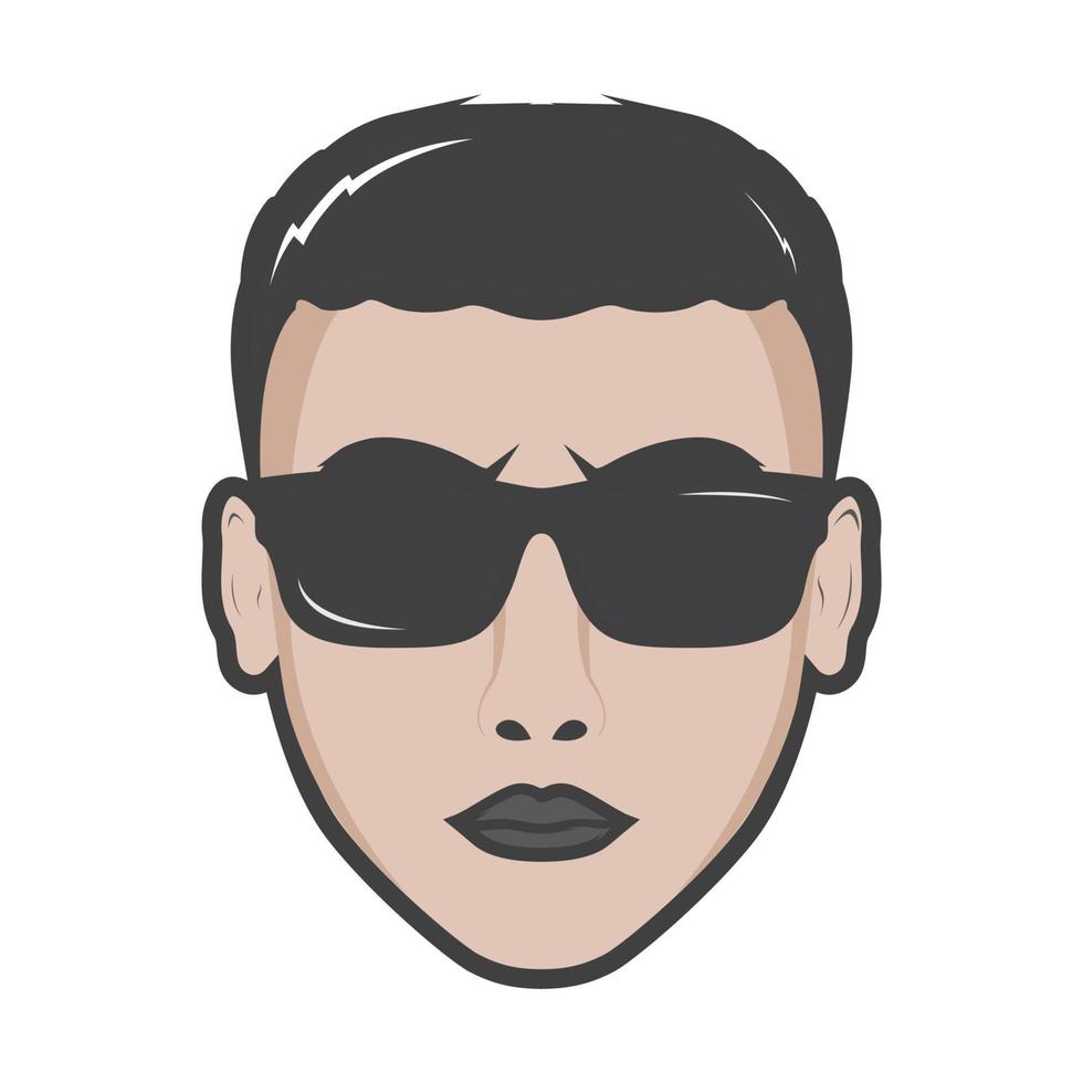 Gesicht cool junger Mann Mode mit Sonnenbrille Logo Design Vektorgrafik Symbol Symbol Zeichen Illustration kreative Idee vektor