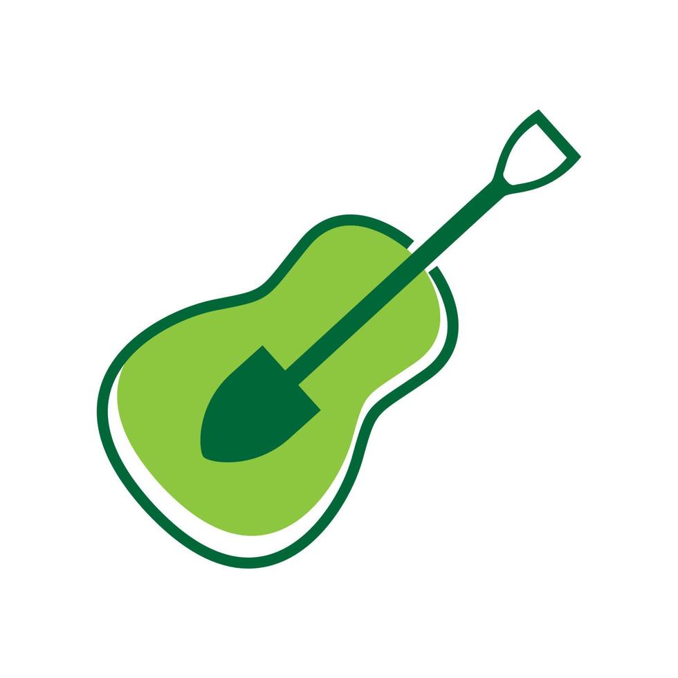 Schaufel Landwirtschaft mit Gitarre Logo Symbol Symbol Vektorgrafik Design Illustration Idee kreativ vektor