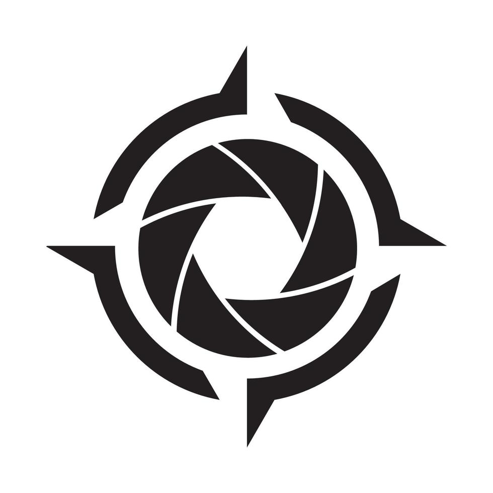 Pfeil-Kompass mit Shutter-Kamera-Logo-Vektor-Symbol-Icon-Design-Illustration vektor