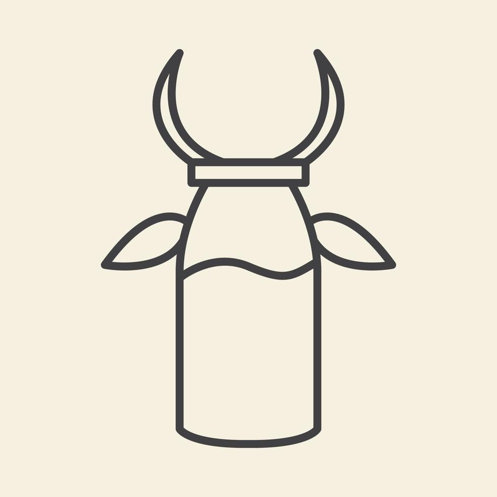 Milchkuhflasche mit Hornlogovektorikonensymbol-Grafikdesignillustration vektor