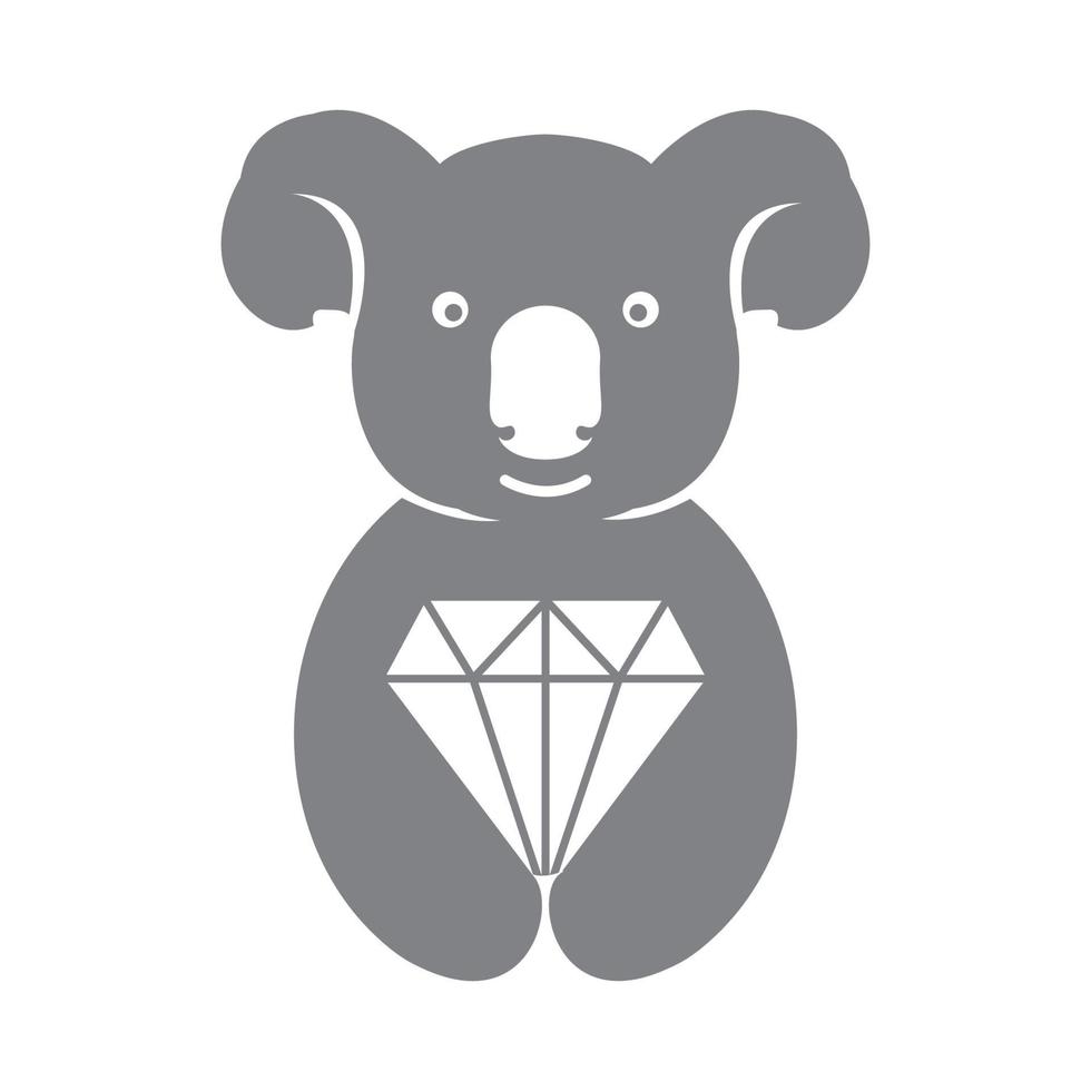 söta djur koala med diamant logotyp symbol ikon vektor grafisk design illustration