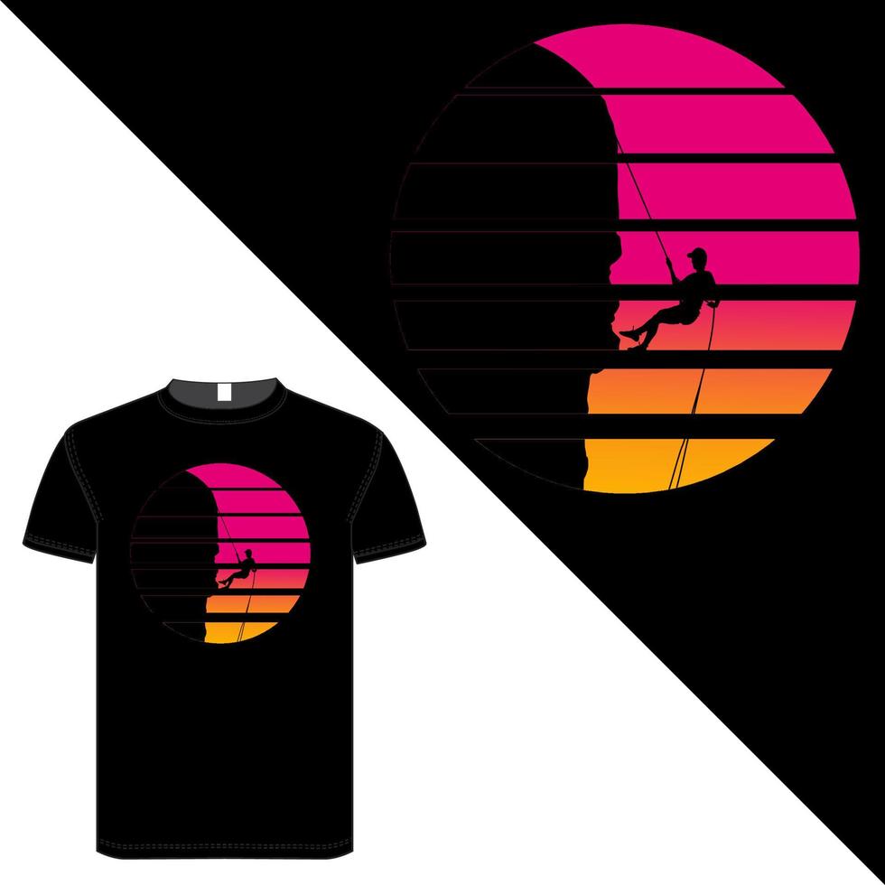 svart färg t-shirt design om siluett och berg vektor