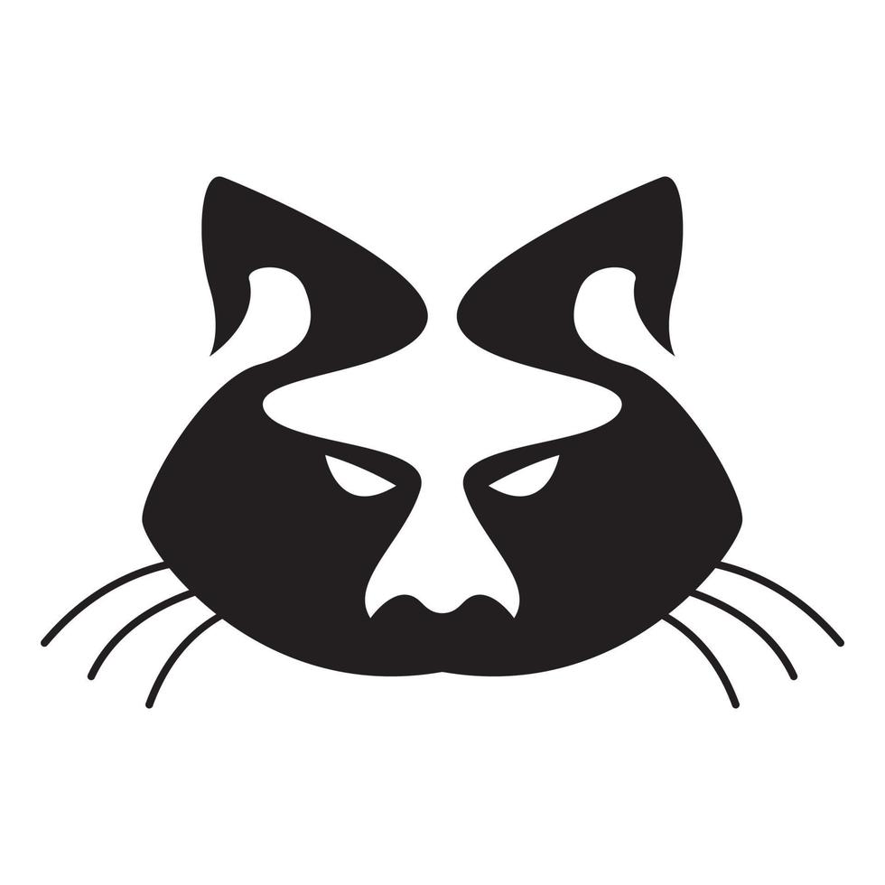 gesicht katze schwarz fett logo design vektorgrafik symbol symbol zeichen illustration kreative idee vektor