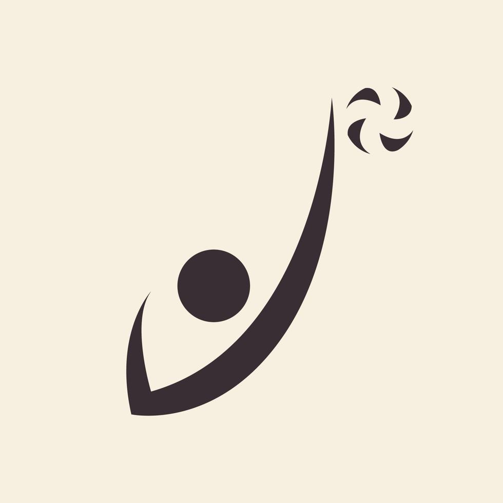 einfacher Mann Sprung Smash Volleyball Logo Symbol Symbol Vektorgrafik Design Illustration Idee kreativ vektor