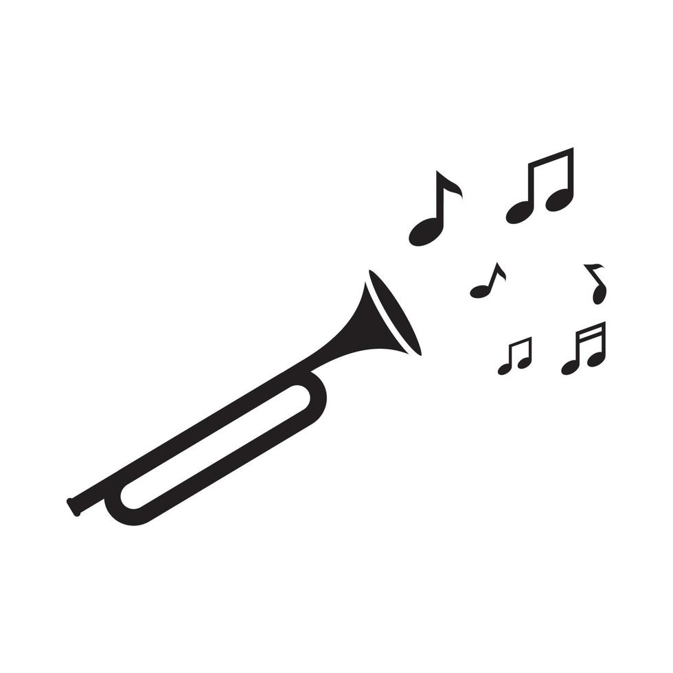 Silhouette einfaches Saxophon mit Note Logo Vektor Symbol Icon Design Illustration