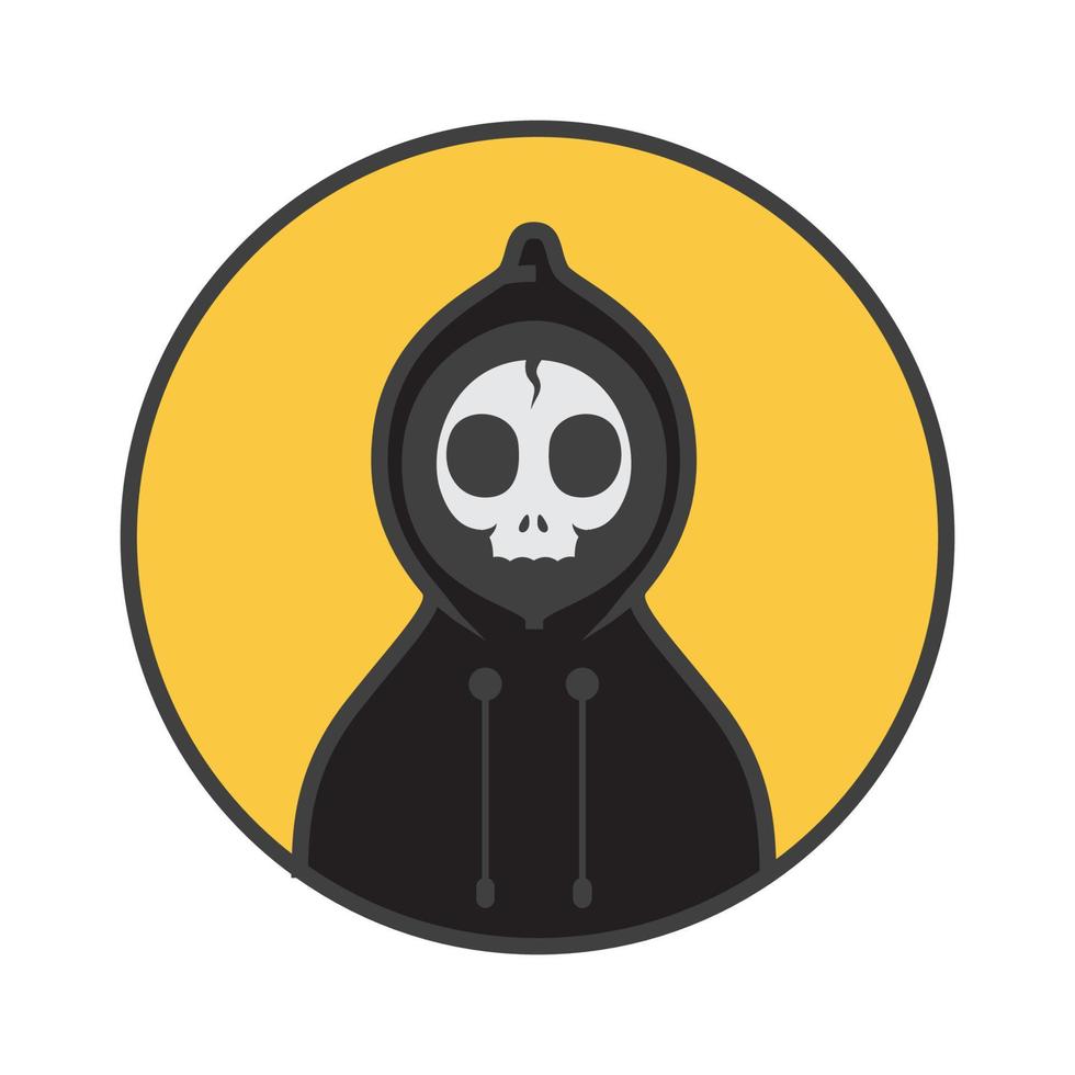 Schädel Gesicht mit Jacke Geheimnis Logo Design Vektorgrafik Symbol Symbol Zeichen Illustration kreative Idee vektor