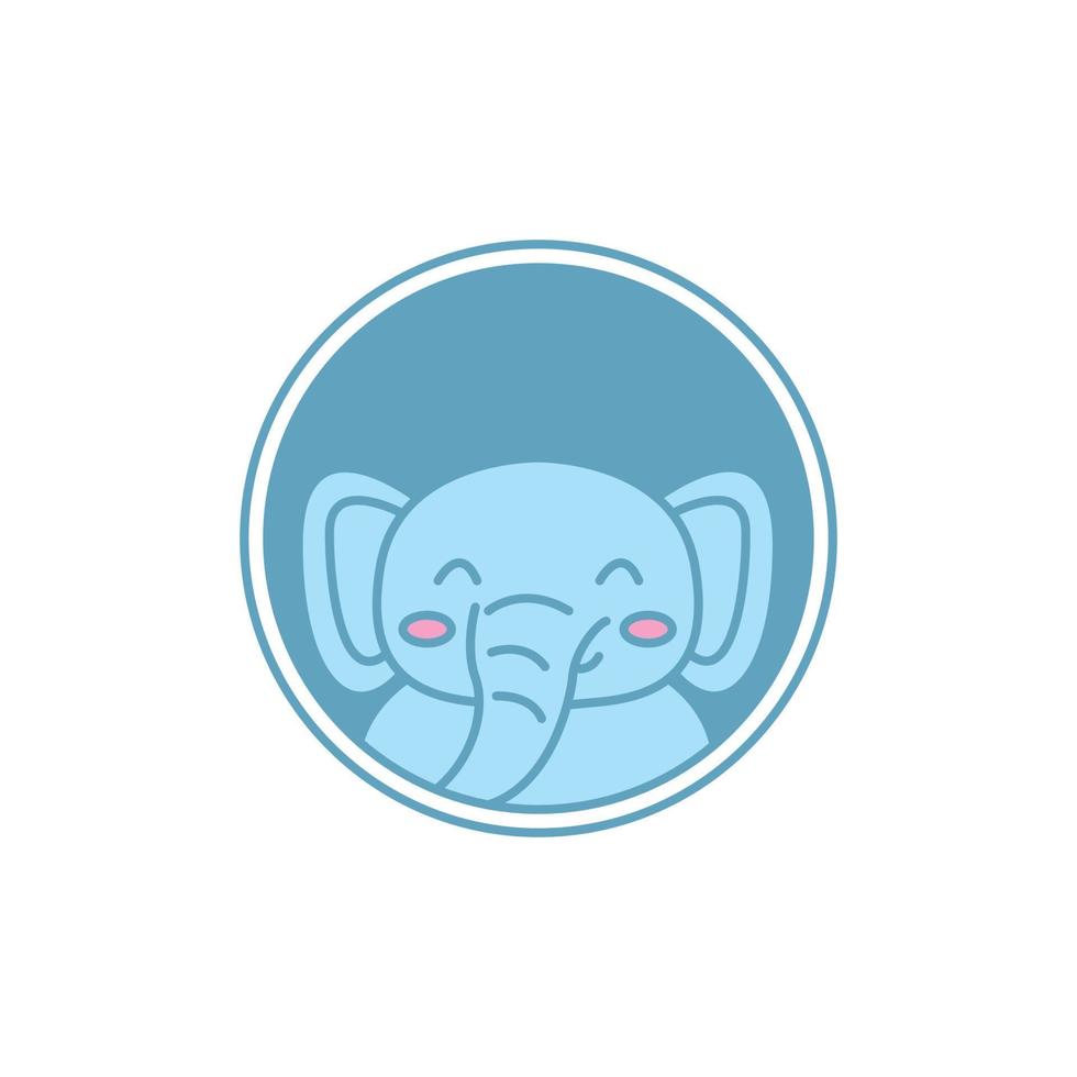 elefantenkopf lächeln niedliche cartoon-logo-vektorillustration vektor