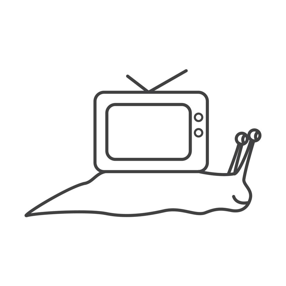 snigel med TV-logotyp symbol vektor ikon illustration grafisk design