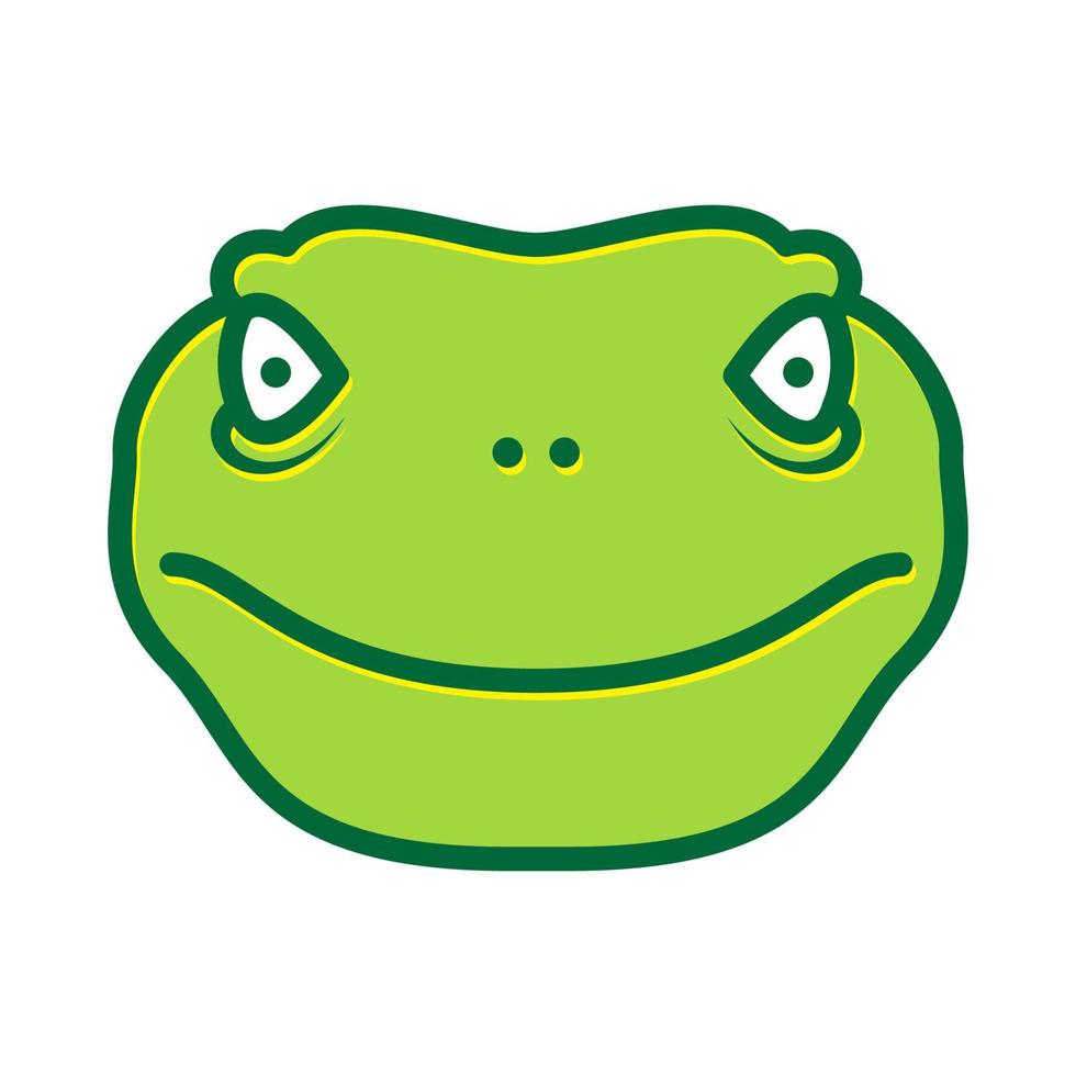 stort huvud grön groda söt tecknad logotyp symbol ikon vektor grafisk design illustration