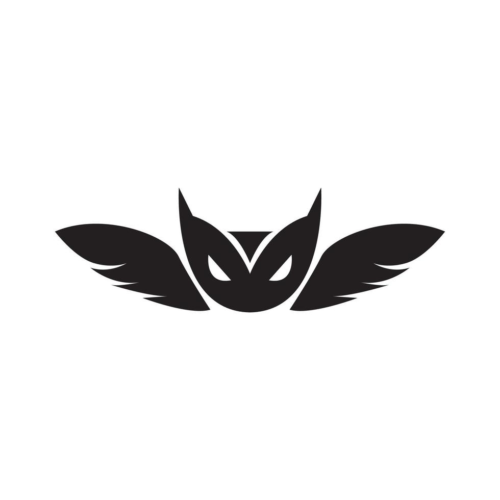Gesicht schwarze Eule mit Flügeln Logo Design Vektorgrafik Symbol Symbol Zeichen Illustration kreative Idee vektor