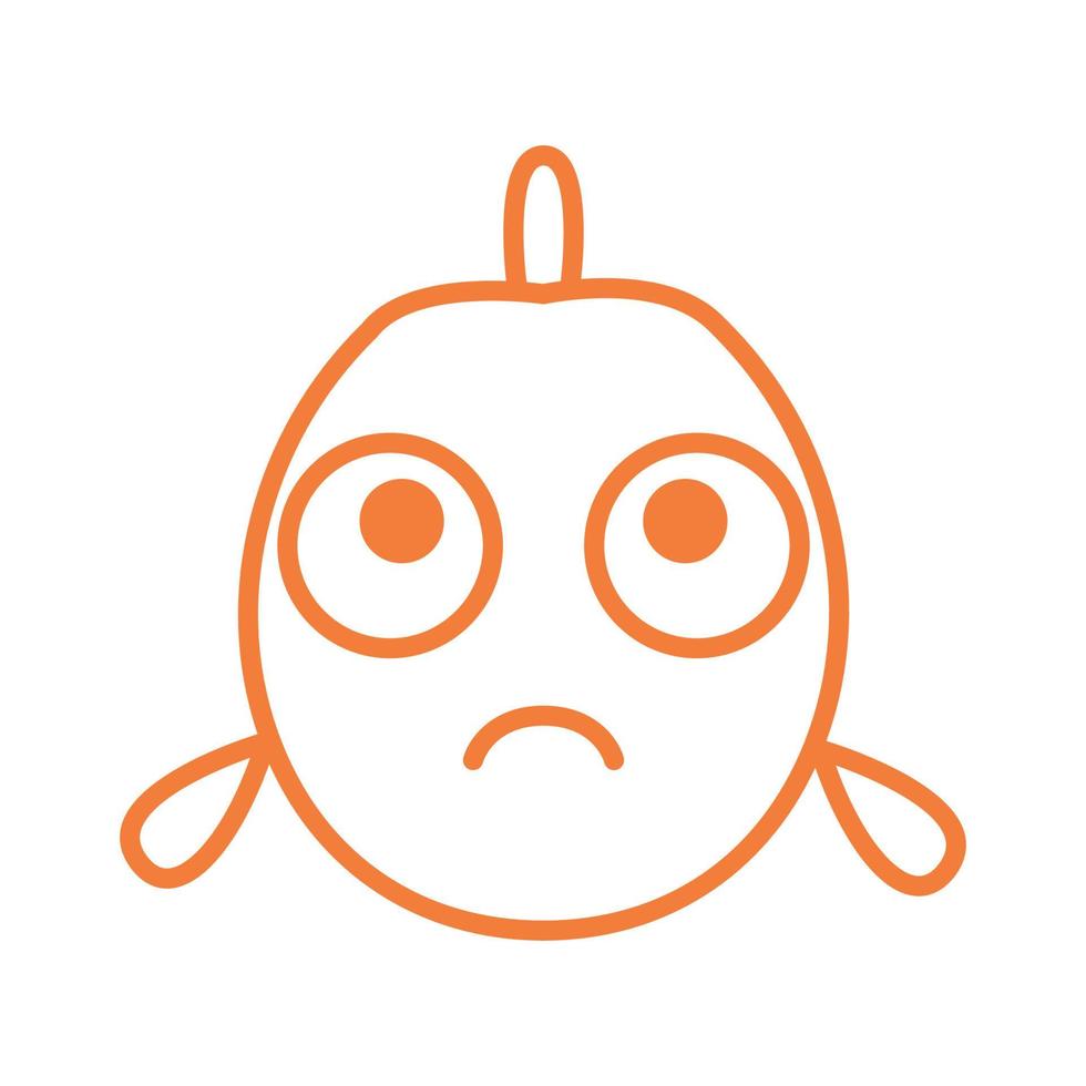 Fischlinie Cartoon trauriges Logo-Vektorsymbol-Illustrationsdesign vektor