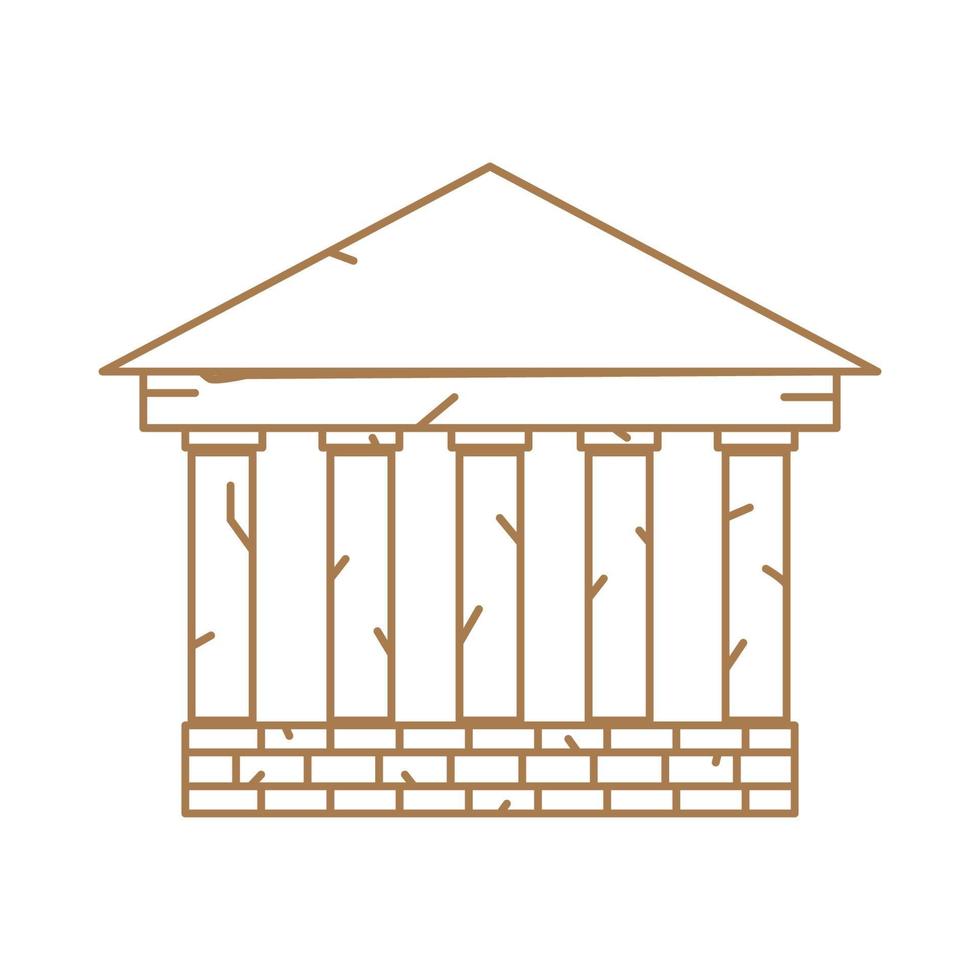 monument byggnad ruiner linje logotyp vektor ikon illustration design