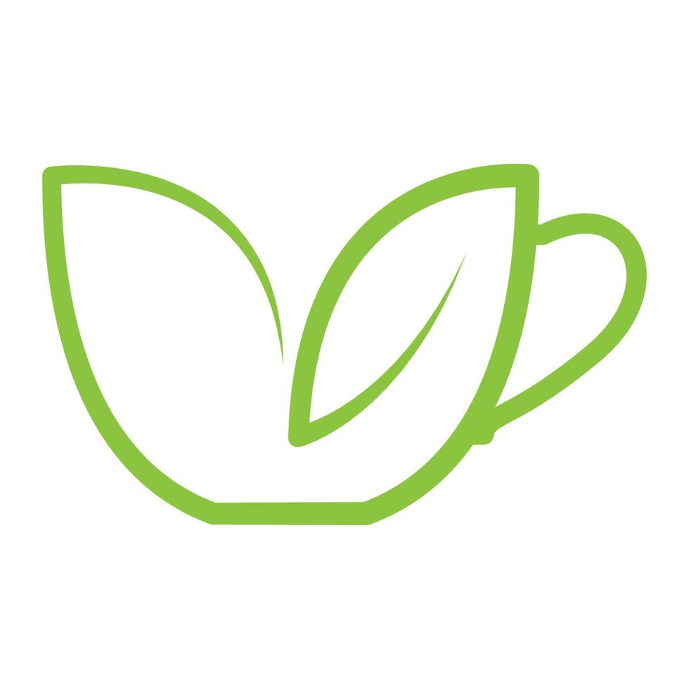 grüne Tasse Blatt Logo Symbol Symbol Vektorgrafik Design Illustration vektor