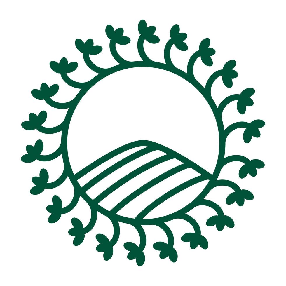 jordbruk cirkel enkel med rundade blad linje logotyp symbol ikon vektor grafisk design illustration