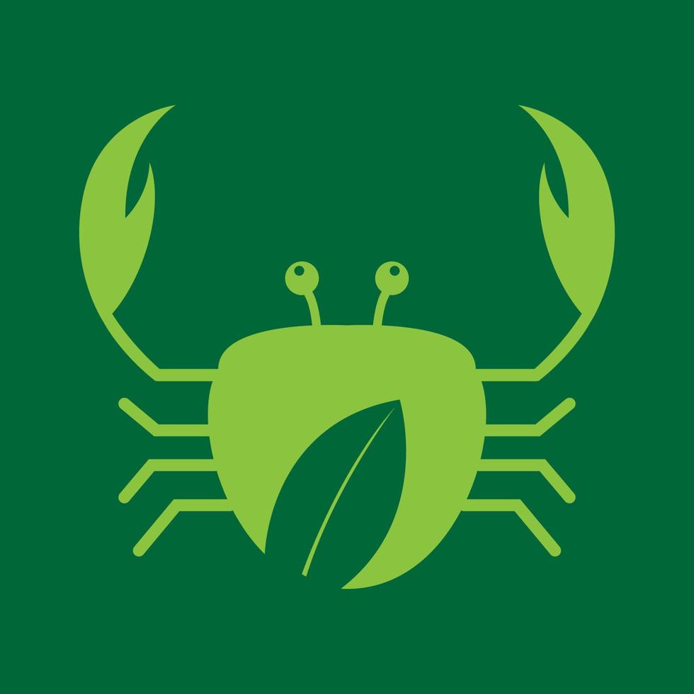 krabba med gröna blad logotyp design vektor grafisk symbol ikon tecken illustration kreativ idé