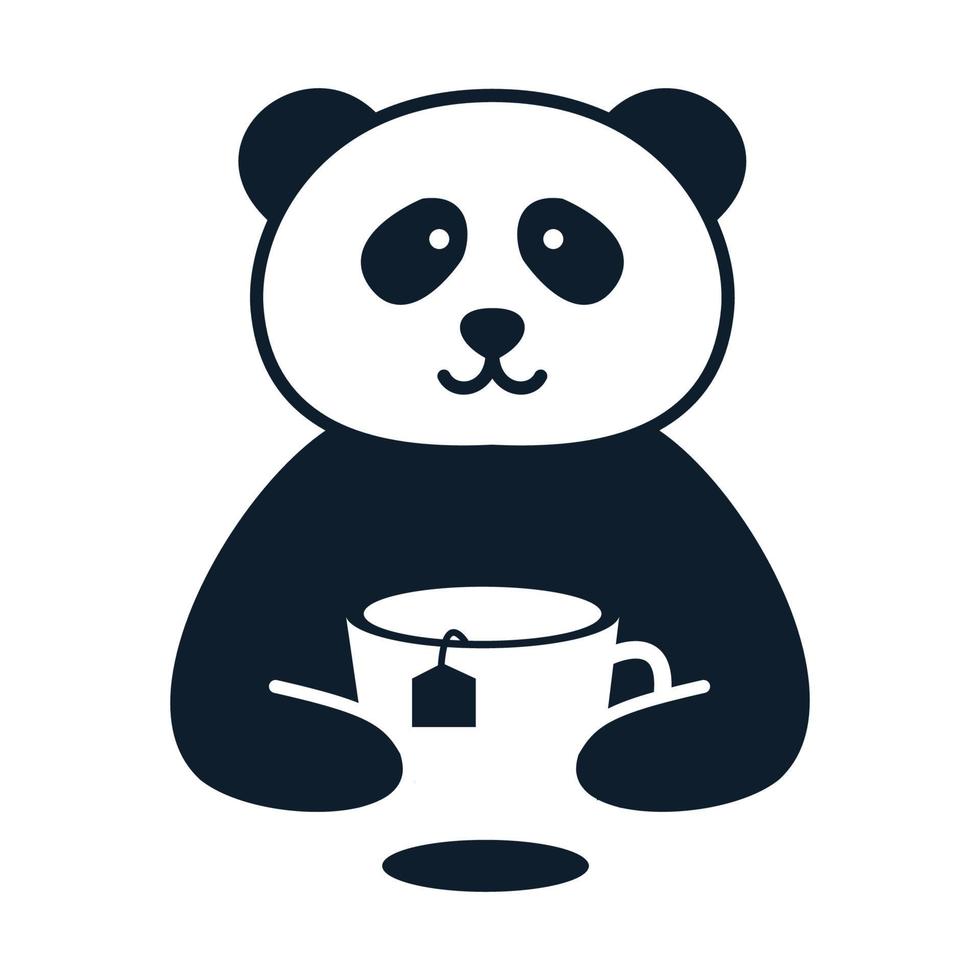 panda med teglas söt tecknad logotyp ikon vektorillustration vektor