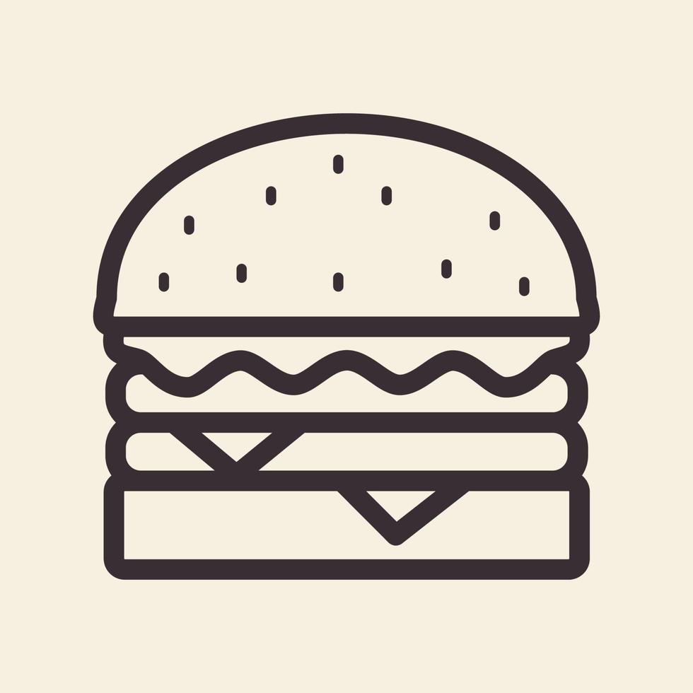Linien Hipster Fast Food Hamburger Logo Design Vektorsymbol Symbol Illustration vektor