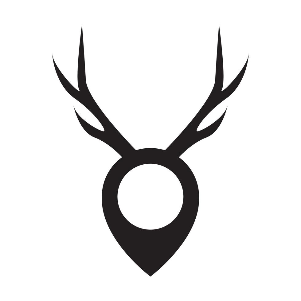 horn rådjur med nål karta plats logotyp design vektor grafisk symbol ikon tecken illustration kreativ idé
