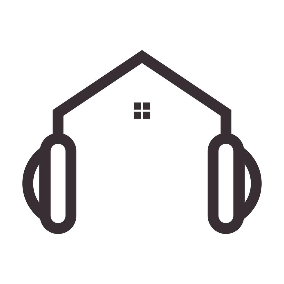 hipster linje hem med hörlurar logotyp vektor symbol ikon design illustration