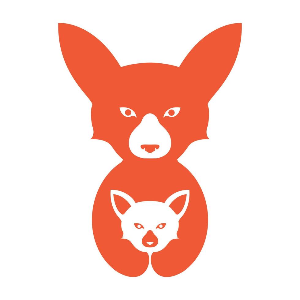 kid fox med mamma logotyp symbol ikon vektor grafisk design illustration