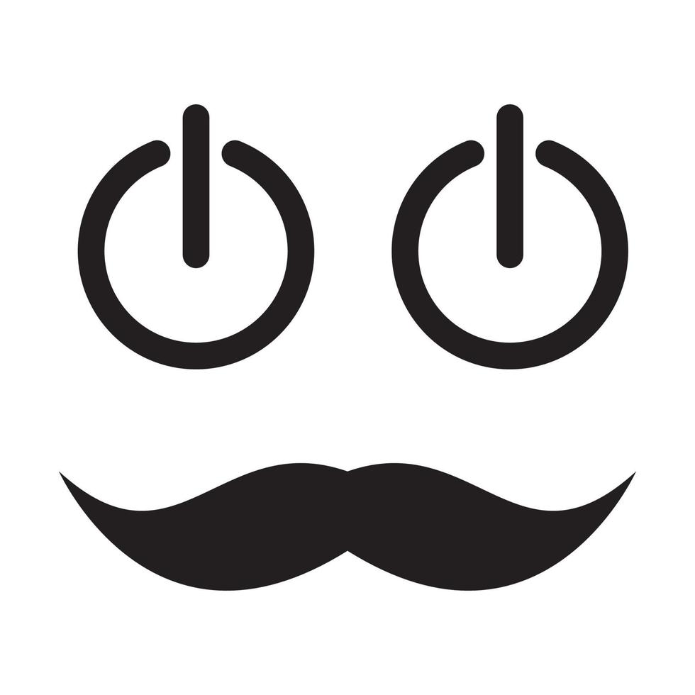 mustasch med strömknappen logotyp vektor ikon illustration design