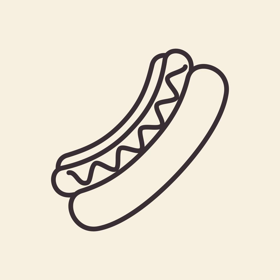 Hot-Dog-Food-Linie Kunst-Logo-Design-Vektor-Symbol-Symbol-Illustration vektor