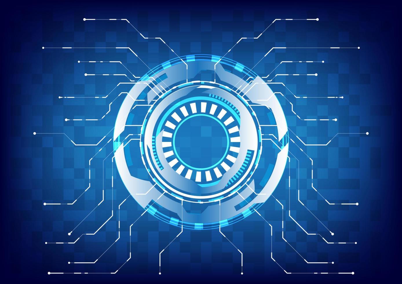 futuristisk sci-fi hud-element. abstrakt högteknologisk bakgrund. kretslinjer för head-up-displaygränssnitt. virtuell verklighet teknologi innovation skärm. cirkel- och partikelhologram vektor