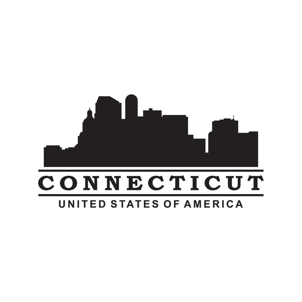 Connecticut-Skyline-Silhouette-Vektor-Logo vektor