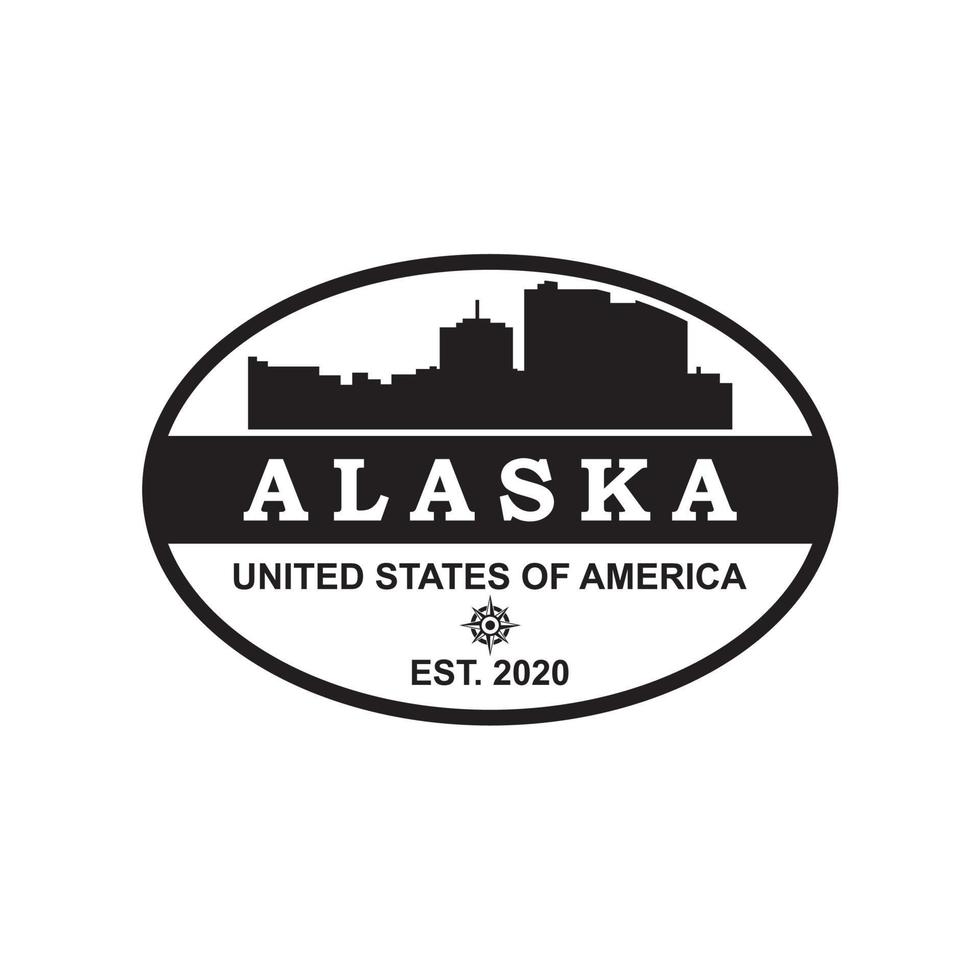 alaska skyline silhouette vektor, usa wolkenkratzer logo vektor