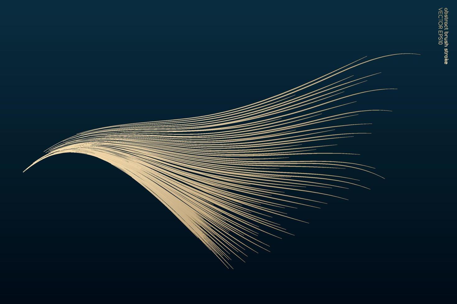 abstrakt vektor zen konst av guld penseldrag ser ut som vinge isolerad på mörk kricka blå bakgrund