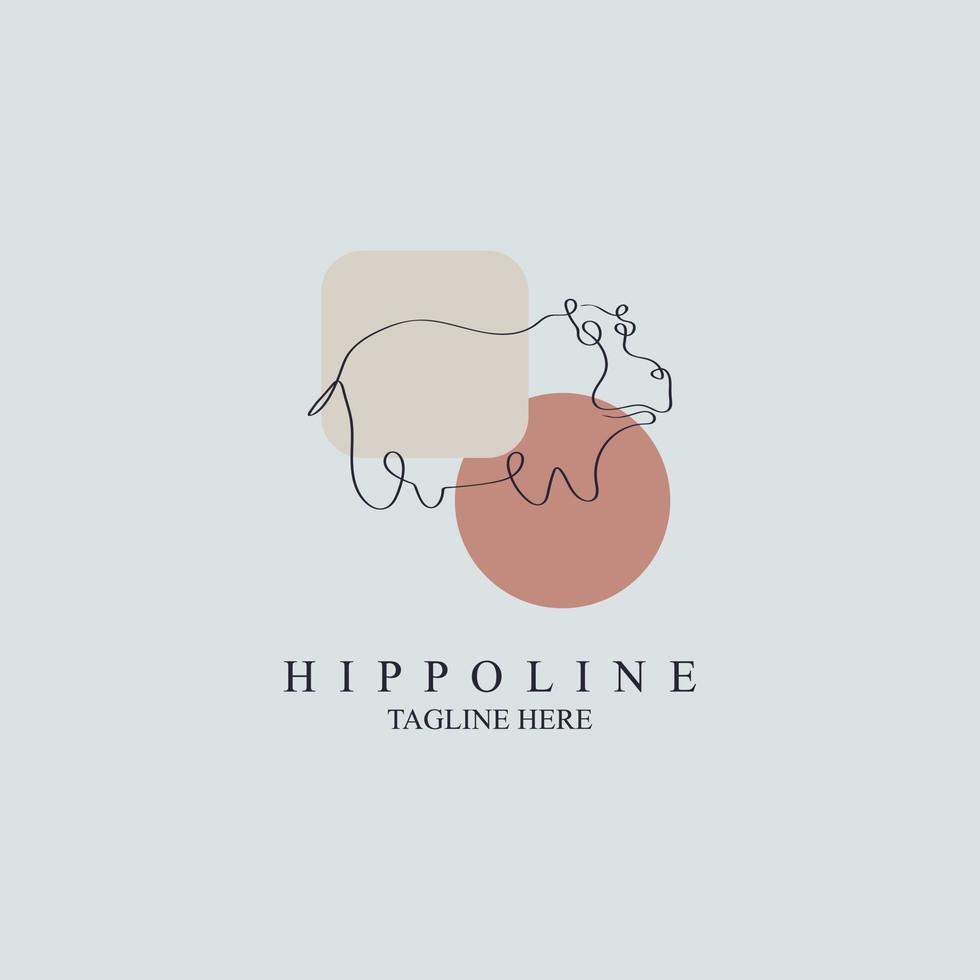Logo-Vorlagendesign im Hippo-Linienstil für Marken oder Unternehmen und andere vektor