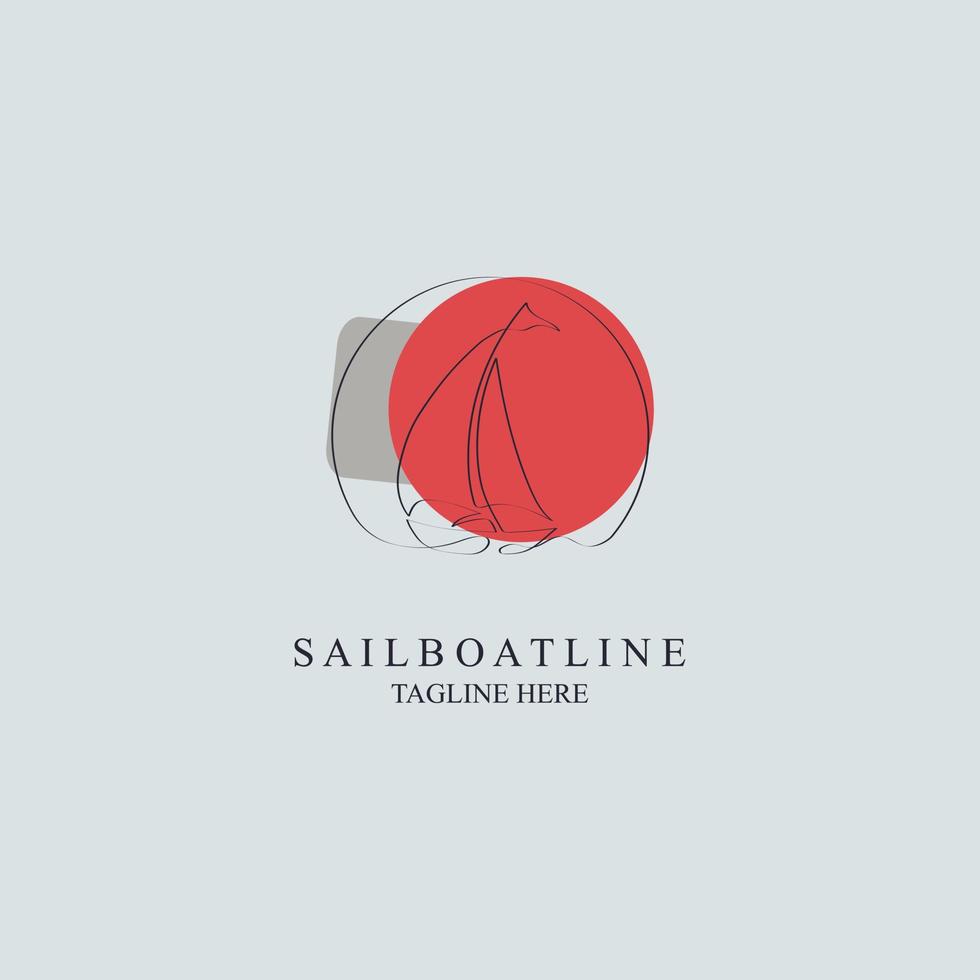 segelbåt logotyp linje stil mall design vektor för varumärke eller företag och andra
