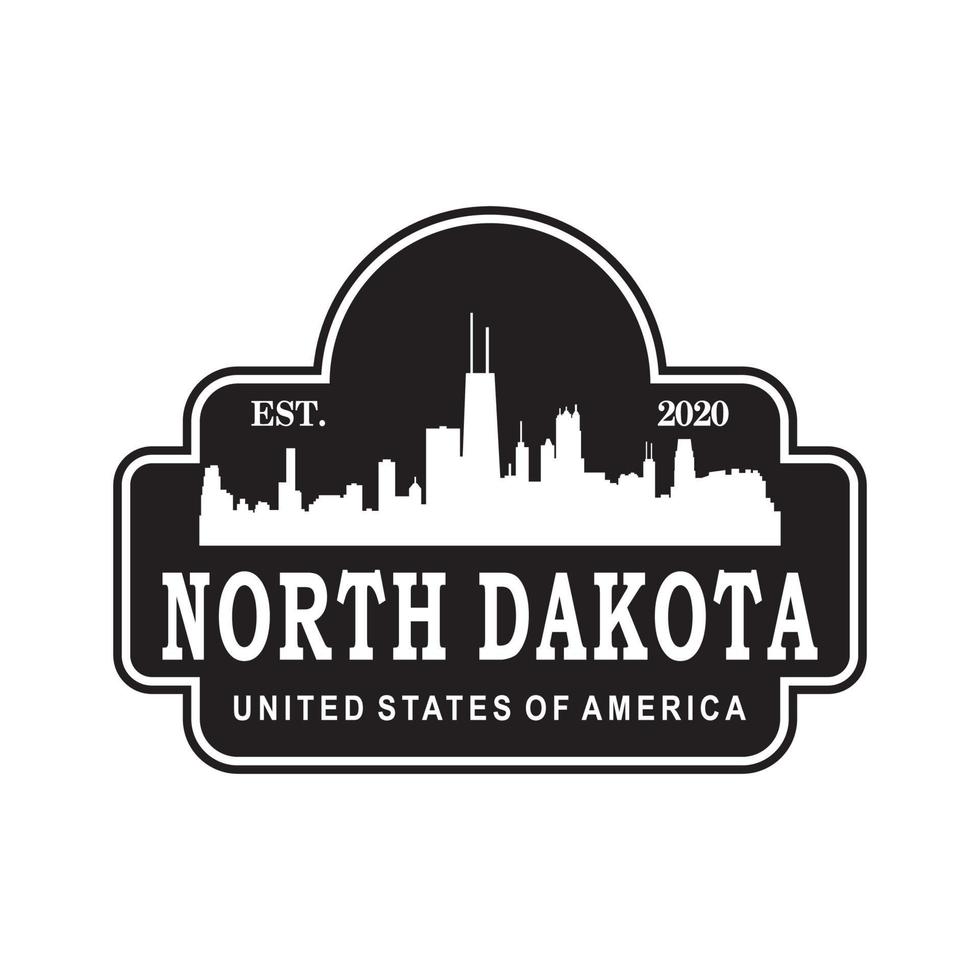 North dakota skyline silhuett vektor logotyp