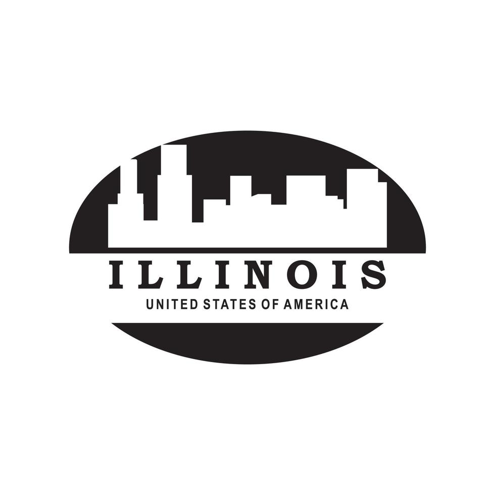 Illinois skyline silhuett vektor logotyp