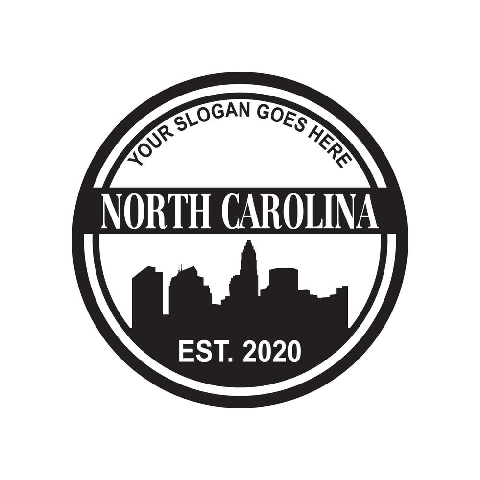 north carolina skyline silhuett vektor logotyp