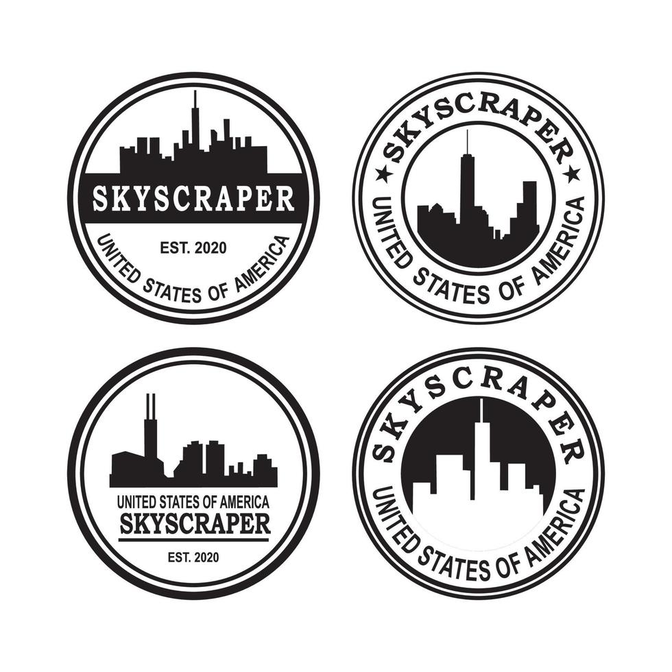 en uppsättning amerikansk skyskrapa logotyp, en uppsättning arkitektur logotyp vektor