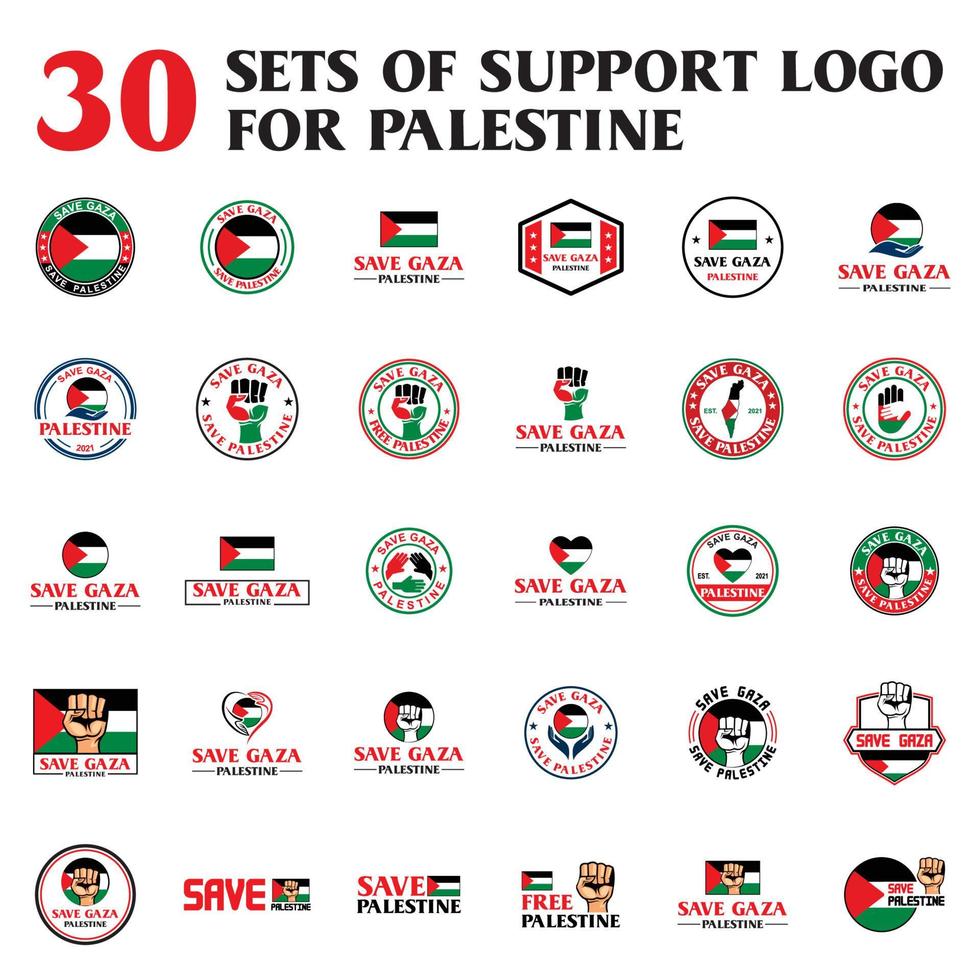 ein satz von save palestine logo, ein satz von unterstützungsvektoren vektor