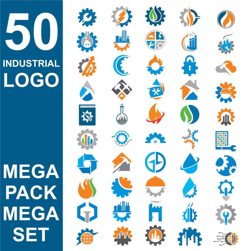 uppsättning av industriell logotyp, uppsättning av teknisk vektor