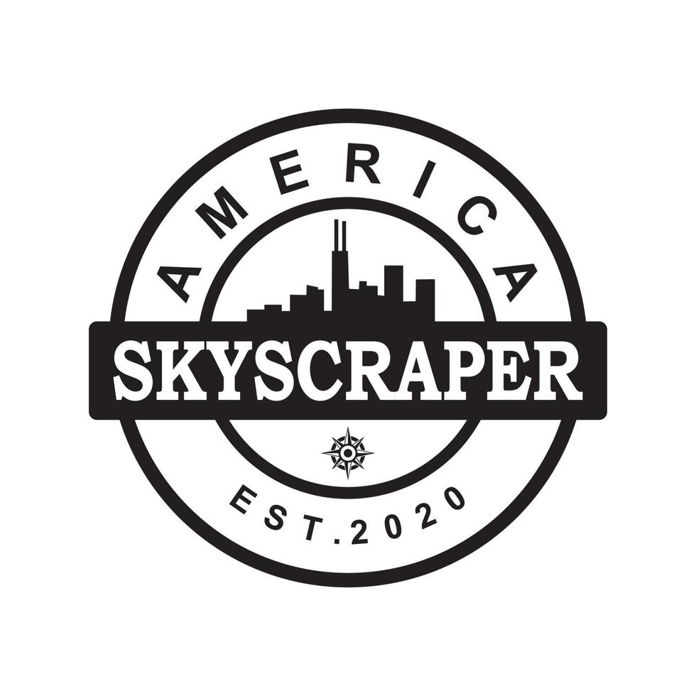 skyskrapa av amerika vektor, arkitektur logotyp vektor