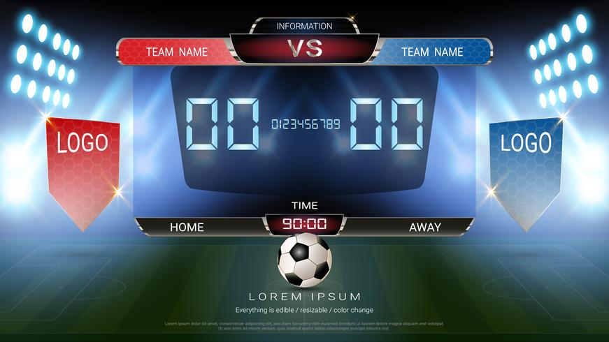Digital timing resultattavla, Fotbollsmatch lag A vs lag B, Strategi sändning grafisk mall. vektor