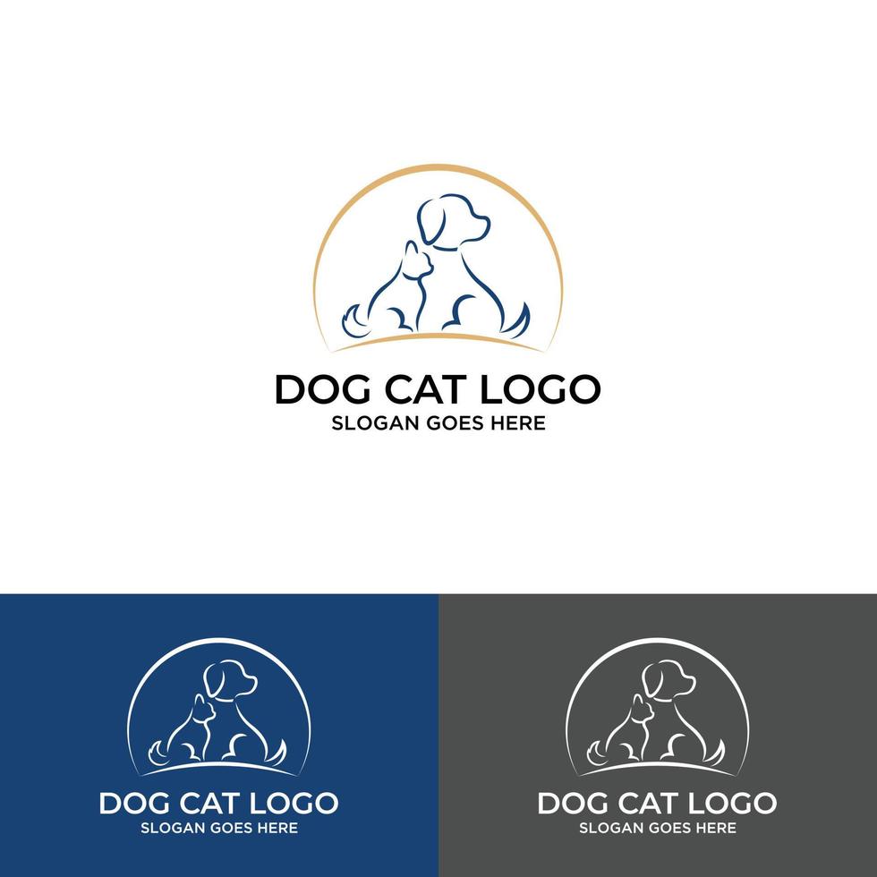 Hund und Katze Logo-Design-Vektor. vektor