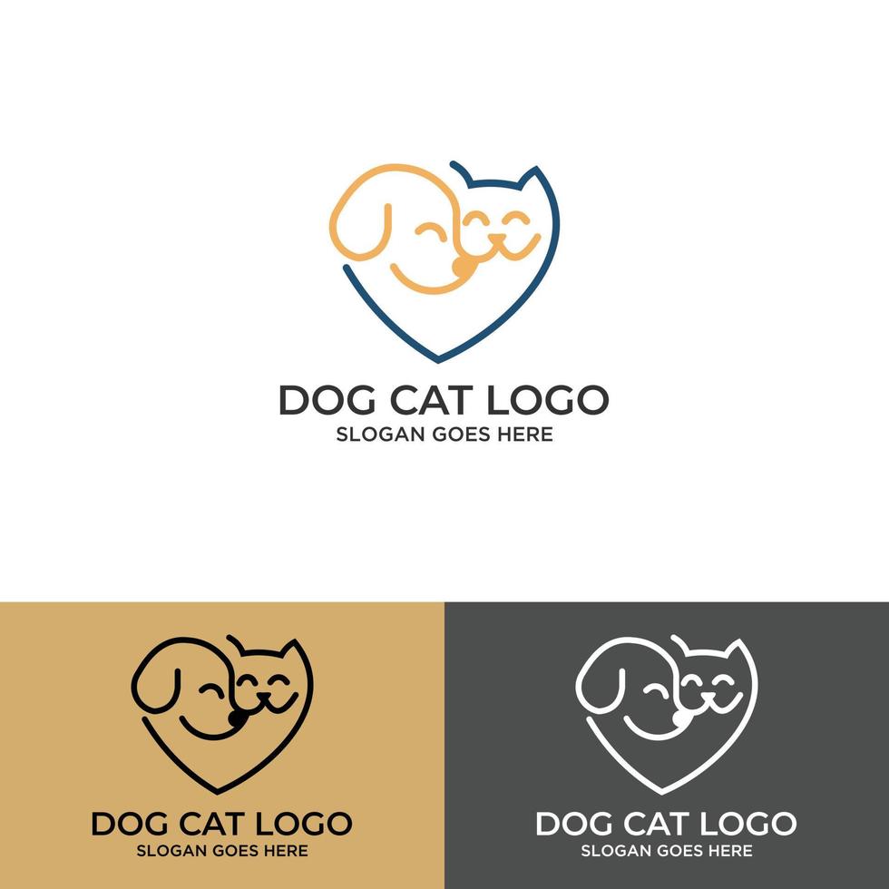 hund och katt logotyp design vektor. vektor