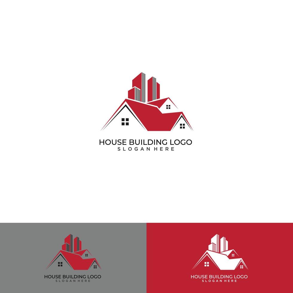 Stadtgebäude Skyline Haus Wohnung Vektor-Logo-Design-Vorlage vektor