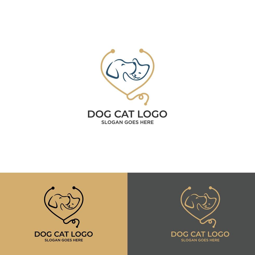 hund och katt logotyp design vektor. vektor