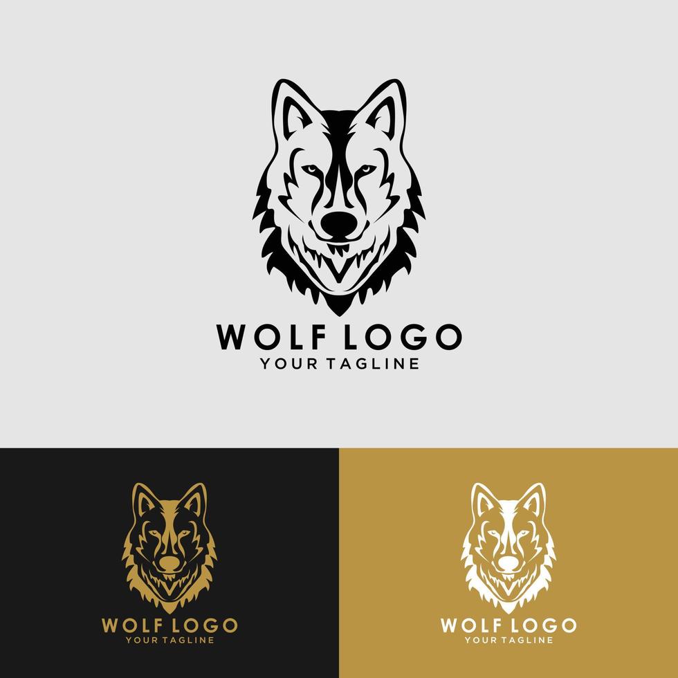 wolf desain logotyp vektor