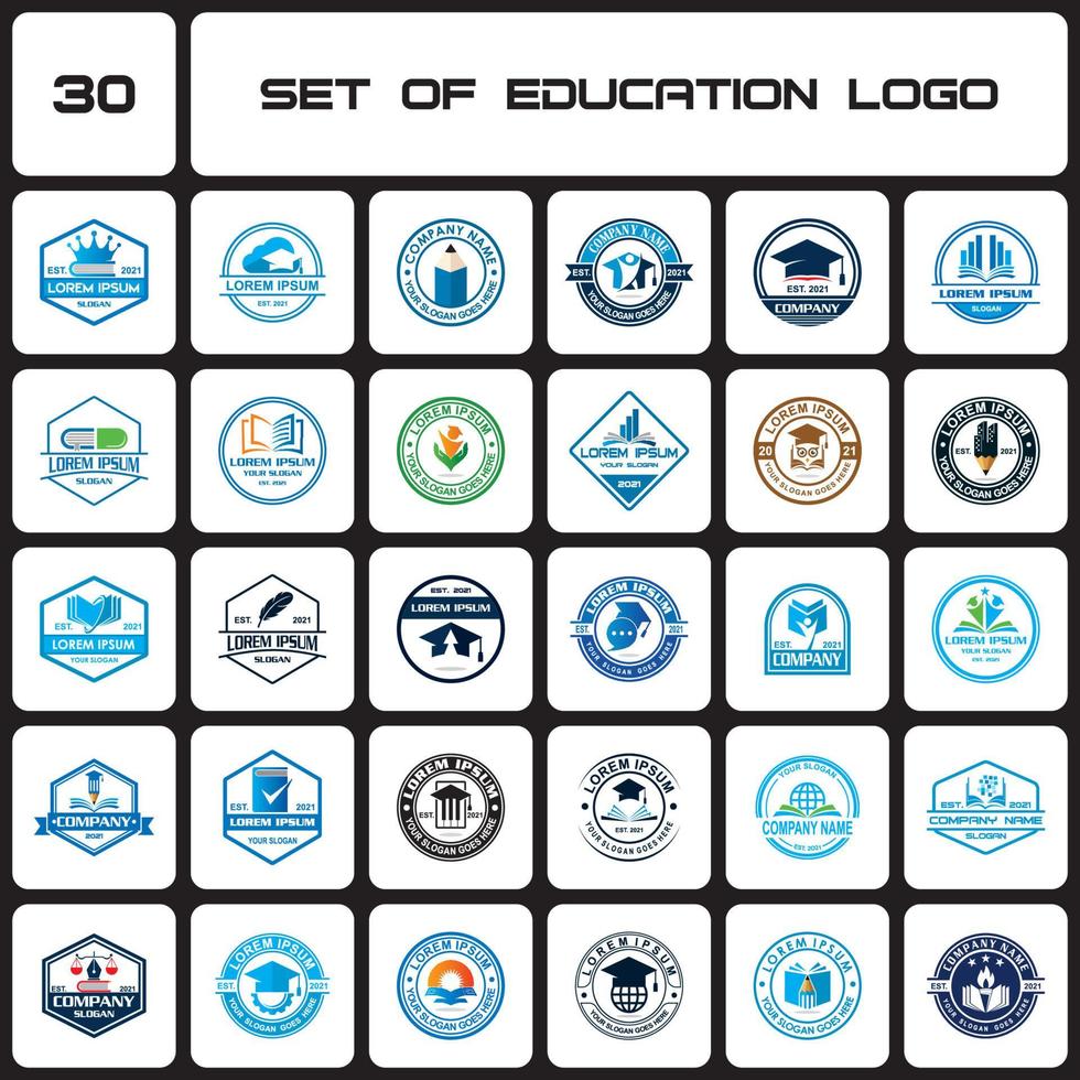 en uppsättning utbildningslogotyp, en uppsättning universitetslogotyp vektor