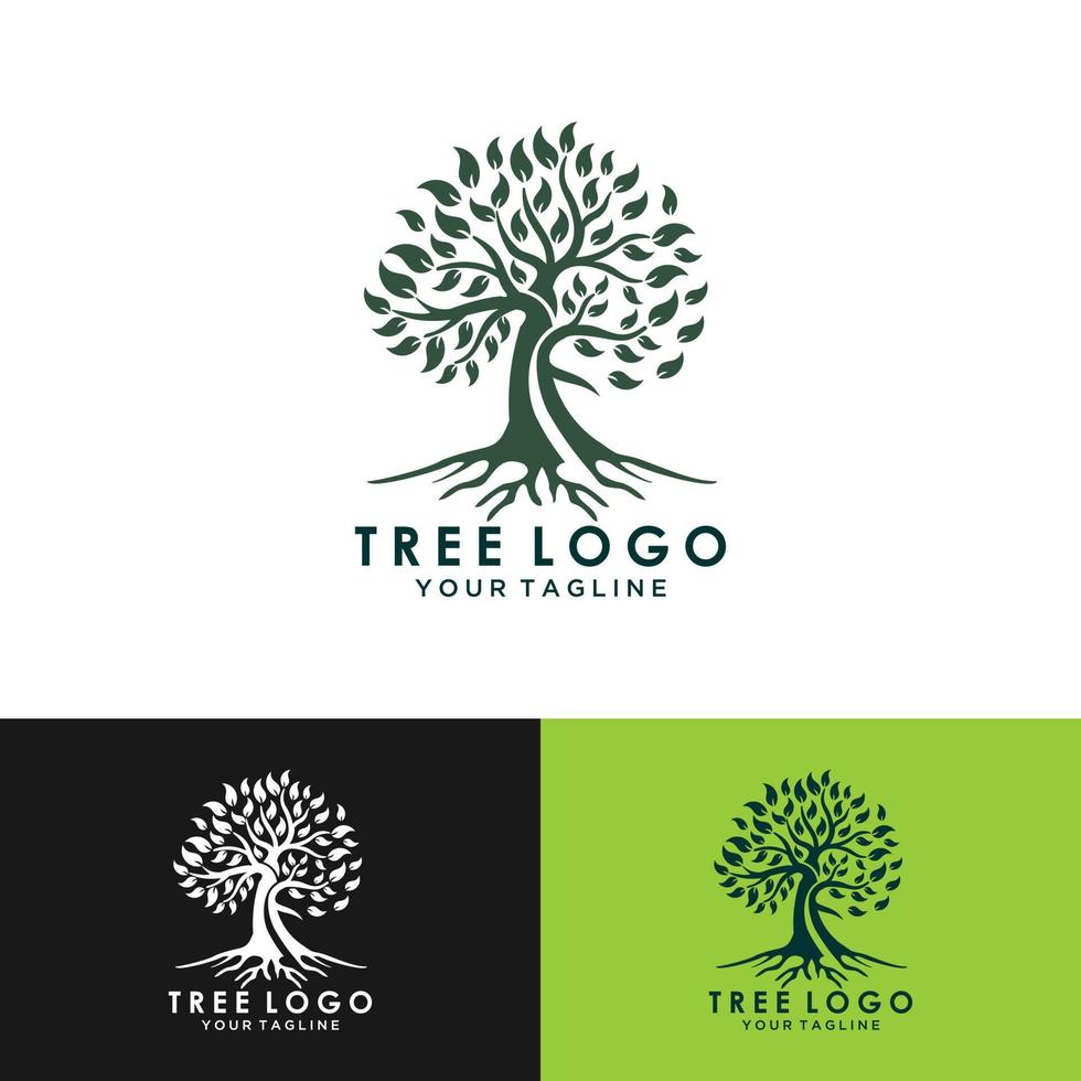 abstraktes lebendiges Baum-Logo-Design, Wurzelvektor - Baum des Lebens-Logo-Design-Inspiration isoliert auf weißem Hintergrund. vektor